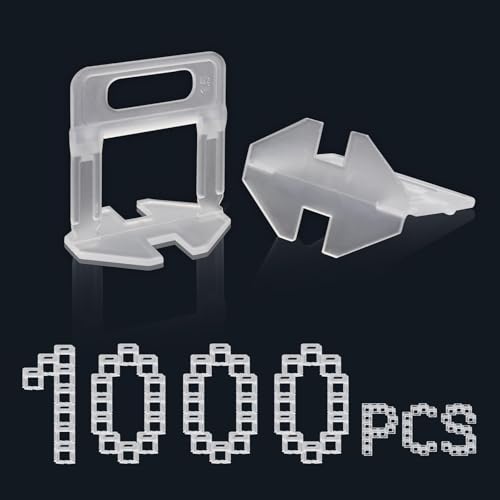 DENUOTOP Sistema de nivelación de azulejos, 1000 lengüetas, 1,5 mm de ancho de junta, sistema de colocación de herramientas para azulejos, altura 3-15 mm