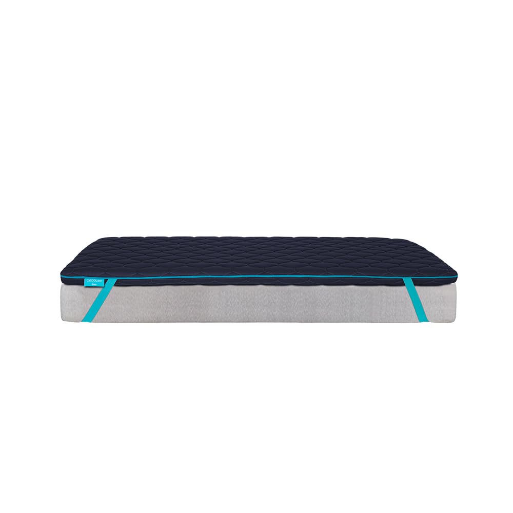Cecotec Topper Viscoelástico Flow TopDeluxe 90x190. Cubrecolchón Sobrecolchón. Viscoelástica 100% con Acolchado de 7 cm de Altura, 4 Correas Elásticas Antideslizantes, Funda Exterior con Cremallera