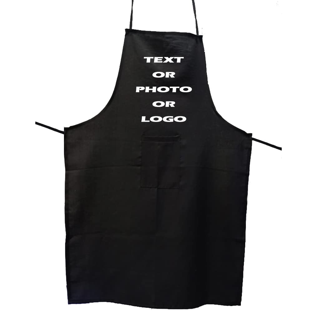 Personalized 100% Cotton Apron Customized With Your Name And Photos. Best Design Kitchen Aprons, Gifts For Men and Women (Black, Pack of 1)-image-15