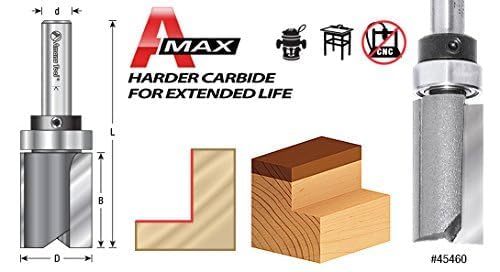 Image of Amana Tool Carbide Tipped Miniature Flush Trim Plunge Template Router Bit, 47220, 3 /16 Dia x 1 /2 x 1 /8 Inch Shank with Mini 3 /16 D Upper Ball Bearing