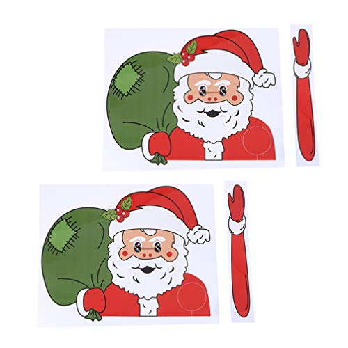 Toyvian 2Pcs Natal Santa Acenando Decalque Do Limpador de PÃ¡ra-Brisa 3D Cartoon Adesivo Limpador de