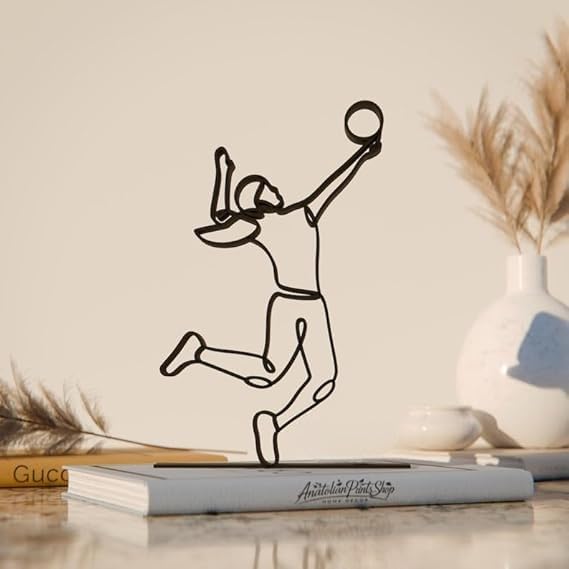 EROTNGO Volleyball Player Line Art Decor Figure Plastic Minimal Sports Action Art Display Statue for Desk Shelf Home Office Interior Styling Athletic Inspired Gift Idea India