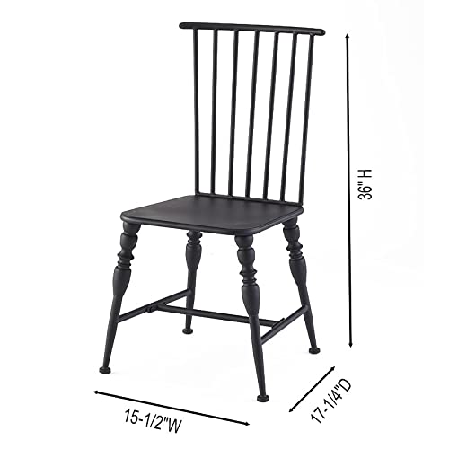The Lakeside Collection Metal Vintage Chair - Farmhouse Spindle Leg Dining Windsor Chair - Black #TOP1