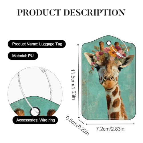 Image of Rainbow Giraffe & Flower Crown Giraffe Luggage Tags 2 Pack