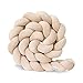 Serpiente de Cama Trenzada Almohada de Lactancia Parachoques de Cama Tejida Chichonera Cojín Nido Cojín de Serpiente, Beige, 2m