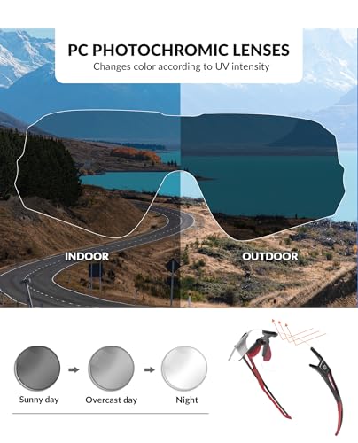 Foto von ROCKBROS Fahrradbrille Selbsttönend für Damen Herren, Photochrome Radsportbrille Sonnenbrille mit UV400 Schutz Transprante Gläser für Outdoorsports