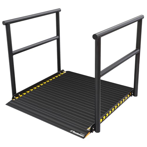 Ruedamann 36" Wide Aluminum Wheelchair Ramp with Handrails, Non-Slip
