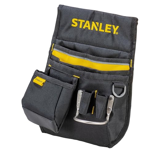STANLEY Cinturón Portaherramientas de Nylon, Bolsa Resistente 600X600 Denier, Múltiples Compartimentos, Anillo Portamartillo, Acolchado Trasero, 1-96-181