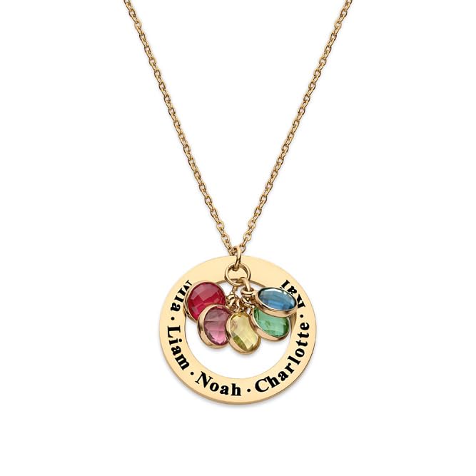 Personalized Name Necklace with 1-6 Birthstones for Mom, Grandma, Women, Custom Engraved Family Jewelry, 18k Gold Plated, Multiple Birthstones & Kids Names, Mother's Day, Christmas, Jewelry Gift3