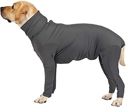Etdane Dog Onesie Surgery Recovery Suit Prevent Shedding Hair Sport Shirt Anxiety Jumpsuits Pure Gray Small - Image 3