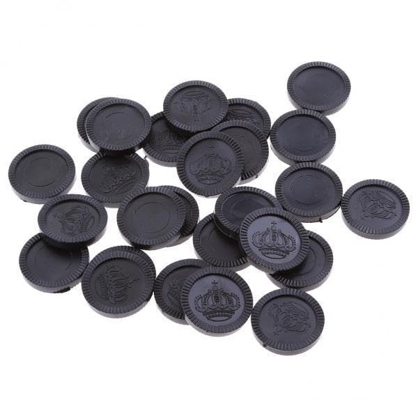 Toy 4x24 Pieces Plastic Game Currency Chips with Crown Pattern DIY Casino Black Game Pieces, Parts-image-43