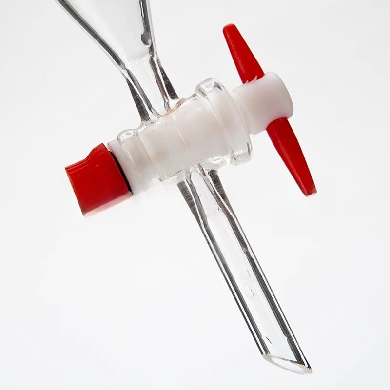 Imbuto separatore a forma di pera in vetro da laboratorio marrone e trasparente da 1 pezzo for la separazione di oli essenziali e esperimenti chimici(1000ml transparent)