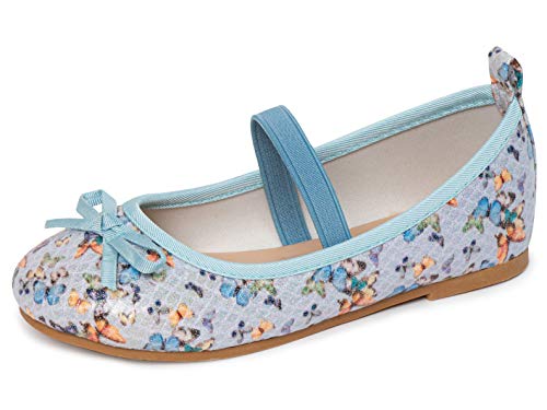 Dancina Zapatos planos Mary Jane de ballet con lazo para niñas (niñas/niñas), azul (Mariposa...