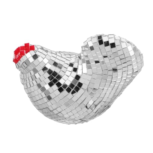 FUNOMOCYA Disco Chick Ornament Mirror-Surface Chicken Statue for Desktop Home Decor
