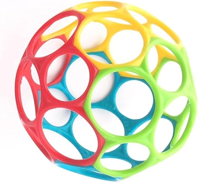 Bright Starts Oball Easy Grasp Classic Ball BPA-Free Infant Toy in Red, Yellow, Green, Blue, Age Newborn and up, 4 Inches