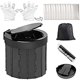 Wuciray Inodoro Portátil Químico Inodoro Plegable para Acampar Basura con 12 Bolsas de Basura y Guantes Desechables para Coche Caravana Viaje Camping Senderismo