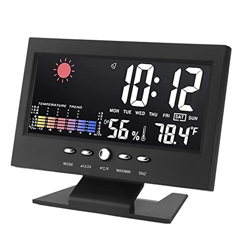 Weather Station Indoor Outdoor Thermometer, LED Color Display Digital Weather Thermometer with Atomic Clock