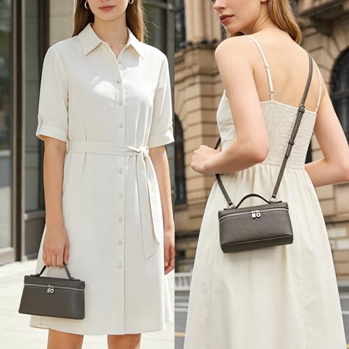 Image of DORIS&JACKY Small Leather Crossbody Bag for Women Designer Mini Top Handle Clutch Phone Bag with Adjustable Shoulder Strap