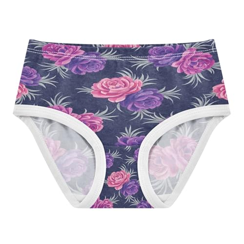 Joisal Cotton Toddler Girls Underwear Vintage Purple Roses Navy Panties for Girl Colorful Kids Undies Briefs 3T