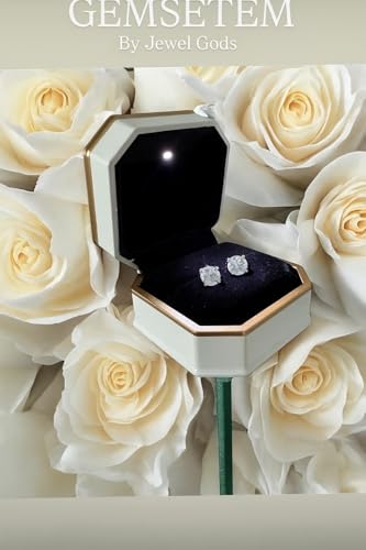 1 Carat total weight lab diamond stud earrings 14k YELLOW gold with WHITE GEMSTEM gift box that nestles into a rose bouquet.