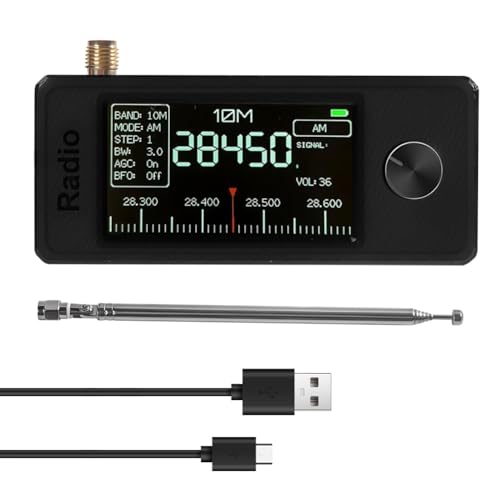 Radio portable bande complète haute sensibilité avec antenne télescopique noire