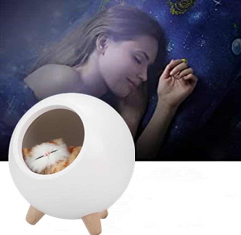 Lámpara de noche gatito blanca con batería recargable miniatura 6