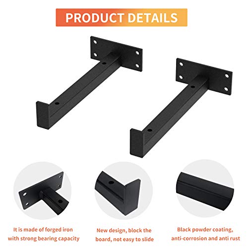 4 Pcs Heavy Duty Shelf Brackets 8 Inch Industrial Metal Floating Bracket Shelving Supports Wall Mounted with Lip (Not Included Planks) - Thumbnail 3