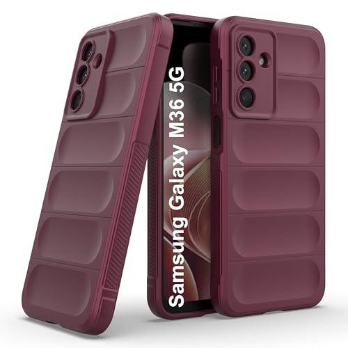 Image of amazon basics Back Case Cover for Samsung Galaxy M36 5G | Compatible for Samsung Galaxy M36 5G Back Cover | Liquid Silicon Magic Case with Camera Protection | Plum