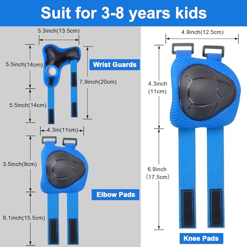 Banzk Kids/Youth Knee Pads and Elbow Pads Set with Wrist Guard 3 in 1 Kids Protective Gear Set for Kids 3-14 Years for Skateboard Roller Skating Skiing Rollerblading Cycling BMX Biking Running Scooter