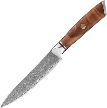 Home & Kitchen/Kitchen & Dining/Kitchen Utensi 5 Inch Vegetable Slicing Knife 67Layer Damascus Steel Chef Kitchen White Shadow Wood Handle Cleaver Paring Utility