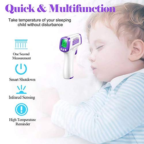 Infrared Forehead Thermometer for Adults, No Contact Forehead Thermometer with Fever Alarm, Accurate Reading and Memory Function for Adults, Children-NO Battery Include - Thumbnail 6