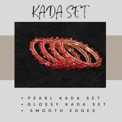 Image of NMII Stylish Pearls Beads Bangles Set For Women & Girls | Women's Bangles Bracelet | Metal Bangles Kada Set For Wedding, Party, Festival, Daily | Women's Fashion Jewellery- Set of 4