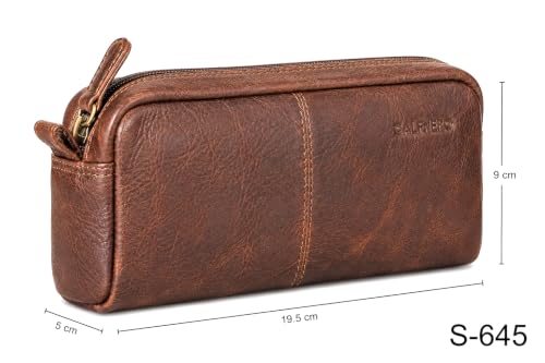 Image of Calfnero Genuine Leather Toiletry Bag for Men & Women | Premium Leather Travel-Pouch | Toiletry Organizer | Cosmetic & Shaving Kit Bag | Unisex Travel Dopp Kit (Kara)