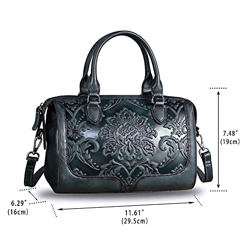 Genuine Leather Top Handle Handbag For Women Handmade Vintage Satchel Retro Cowhide Crossbody Handbags Purse Hobo Bag (Darkgrey) #TOP4