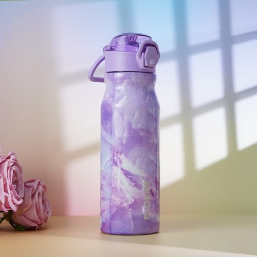 Image of BJPKPK 25 oz Insulated Water Bottle, Straw, Handle, Stainless Steel Flask | Leak Proof Locking Lid, Thermal, Double Wall Vacuum, Keeps Hot /Cold, BPA Free, Travel & Sports, Dawn