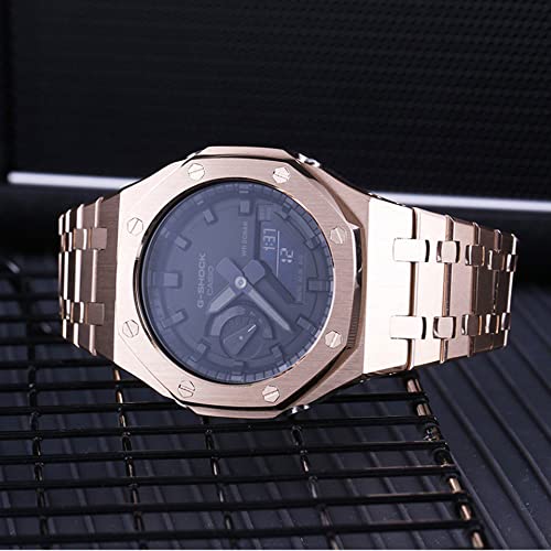 Image of GA2100 Metal Watch Band Case Replacement Kit, Stainless Steel Strap Bezel Accessories Compatible with Casio Mens G-Shock GA2100 /GA-2110 Watches