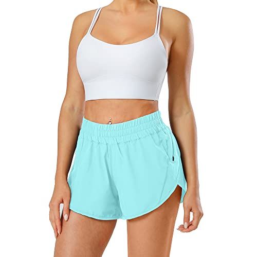 Image of Aurefin Athletic Shorts for Women,Women's Quick Dry Workout Sports Active Running Track Shorts with Elastic and Zip Pockets
