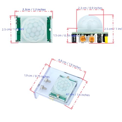 WWZMDiB 5 Pcs PIR Sensor Compatible with HC-SR501 PIR Motion Module for Arduino Raspberry Pi STM32 (Comes with 2 Dedicated Cases) - Image 3
