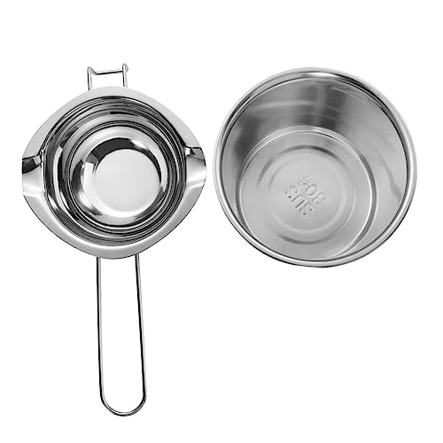 OFFSCH 2pcs Stainless Steel Melting Pot Long Handle Utensils for Chocolate Butter and Cheese Pot for Candle Making and Milk Heating