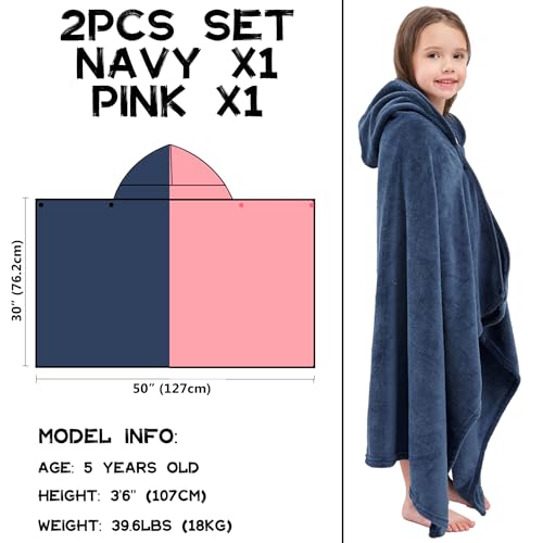 Hiturbo 2Pcs Kids Fleece Hooded Towel: Soft Plush Warm Blanket thumb #1