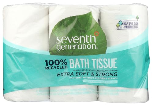 Seventh Generation Toilet Paper Recycled Bath Tissue 100% Recycled Paper 2-ply without Chlorine Bleach 12 Rolls