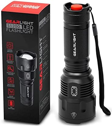 GearLight High-Powered LED Flashlight S1200 - Mid Size, Zoomable, Water Resistant, Handheld Light - High Lumen Camping, Outdoor, Emergency Flashlights