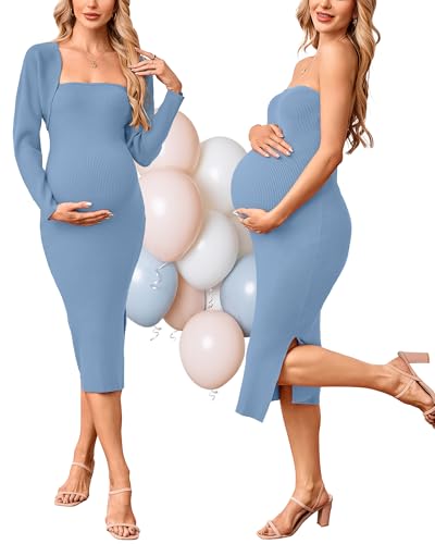 OUGES Women's 2025 2 Piece Maternity Sweater Dress Sets...