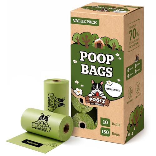 Image of Pogi's Dog Poop Bags - Leak-Proof & Extra Thick Pet Waste Bags (Unscented, 10 Rolls, 150-Count)