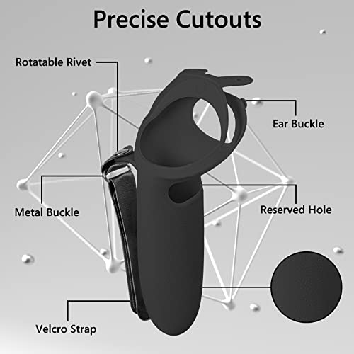Geekria Erweiterte Controller-Griffabdeckung, kompatibel mit Meta/Oculus Quest 2, verlängerte Controller-Handschlaufe, verstellbare Knöchelgriffe, Anti-Kollisions-Silikon-Griffabdeckung (schwarz) - Image 4