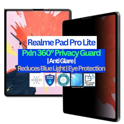 Image of Pxin Tablet Privacy Guard compatible with Realme Pad Pro Lite | Screen protector | Anti-Glare | Blue light filter | 360 degree Anti Spy | Eye Protection