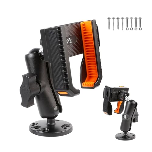 xik Phone Mount Holder for Boat Kayak Car Truck UTV - Round AMPS Base [1s Lock & Release][360 Adjustable] Fits 4.7-7.2 Phones Heavy Duty Wall Mount