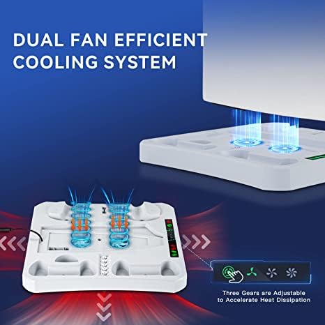 MYAYD Stazione di ricarica e stazione di raffreddamento per PSVR2/PS5, stazione di ricarica per controller PSVR2, supporto per cuffie PS VR2, 8 rack di gioco, supporto verticale con ventola di