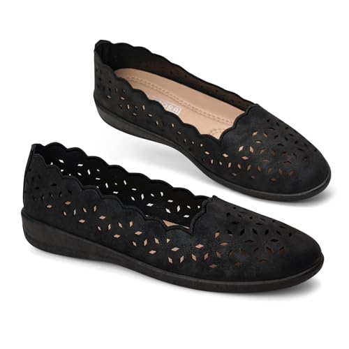 GLAMORA Ballerines Femme Perforées Respirantes Babies Mocassins Compensés Chaussures Plates Souples Confort Léger Bout Rond Semelle Antidérapante Chaussant...