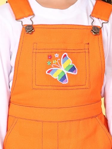 Image of superminis Girls Twill Dungaree with Full Sleeve T-Shirt Set Casual For Kids